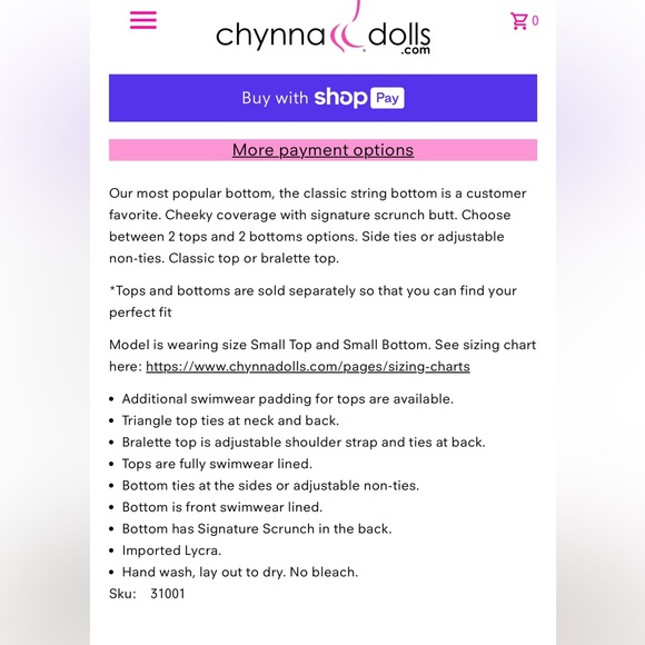 Chynna Dolls Laguna String bikini in Gold Palms print - Picture 3 of 4